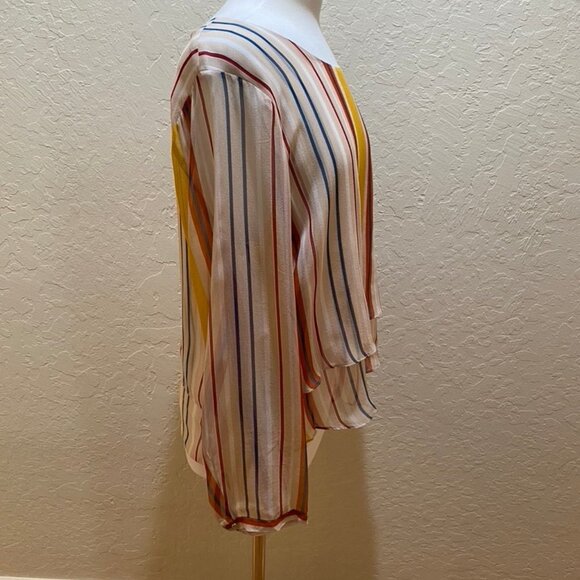 NWOT Anthropologie sheer layered stripe blouse XL - Picture 5 of 8